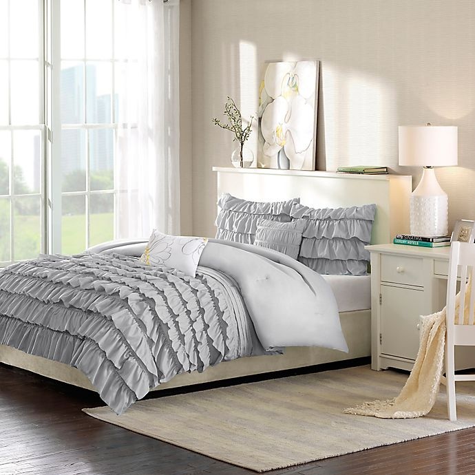 slide 1 of 5, Intelligent Design Waterfall Full/Queen Comforter Set - Grey, 1 ct