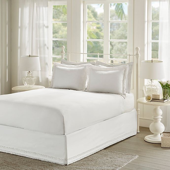 slide 1 of 5, Madison Park Essentials Ruffled King Bed Skirt and Pillow Shams Set - White, 1 ct