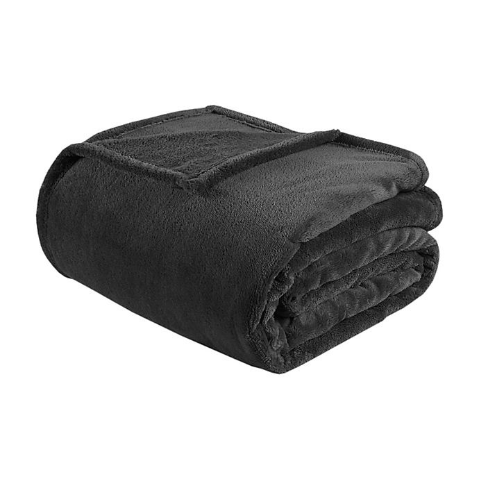 slide 1 of 2, Intelligent Design Twin/Twin XL Microlight Plush Blanket - Black, 1 ct