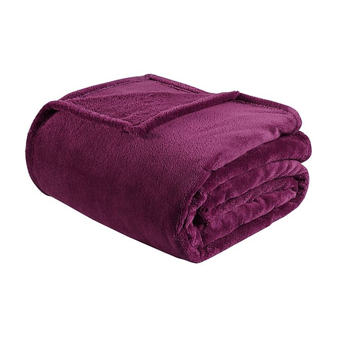 slide 1 of 2, Intelligent Design Full/Queen Microlight Plush Blanket - Purple, 1 ct