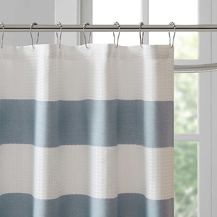 slide 3 of 5, Madison Park Spa Waffle Shower Curtain - Blue, 72 in x 72 in