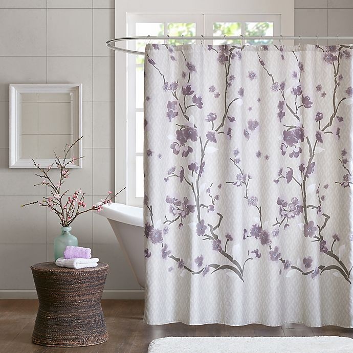 slide 1 of 1, Madison Park Holly Shower Curtain - Purple, 72 in