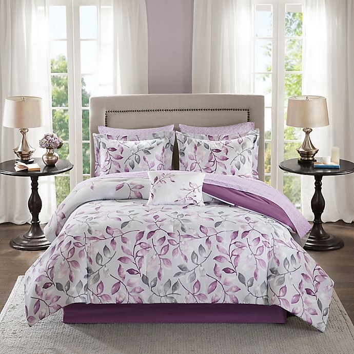 slide 2 of 8, Madison Park Essentials Lafael King Comforter Set - Purple, 9 ct
