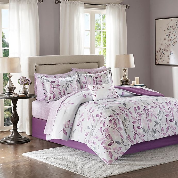 slide 1 of 8, Madison Park Essentials Lafael King Comforter Set - Purple, 9 ct
