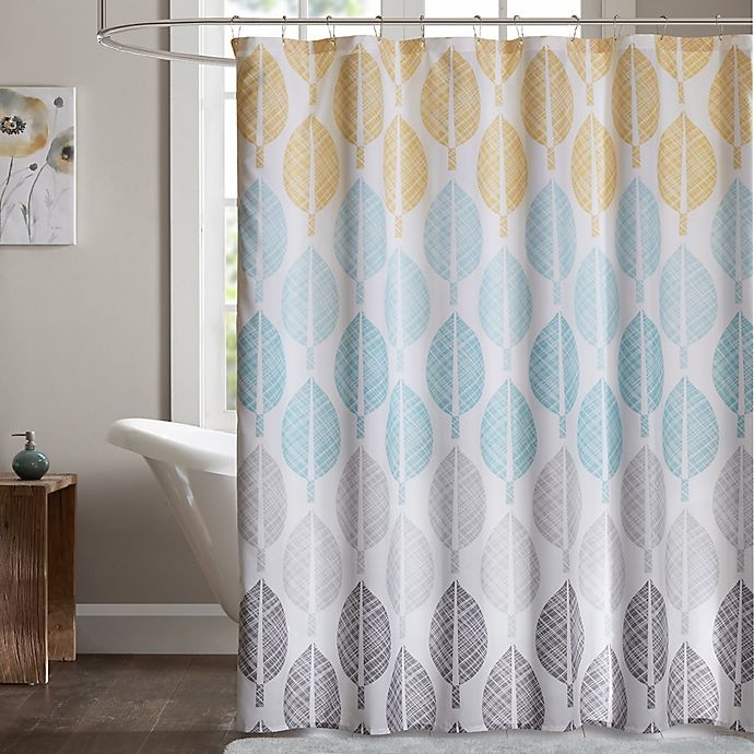 slide 1 of 1, Madison Park Essentials Central Park Shower Curtain - Yellow/Aqua, 72 in