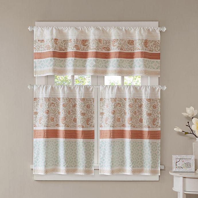 slide 3 of 5, Madison Park Dawn Kitchen Window Curtain Tier Pair - Coral, 36 in