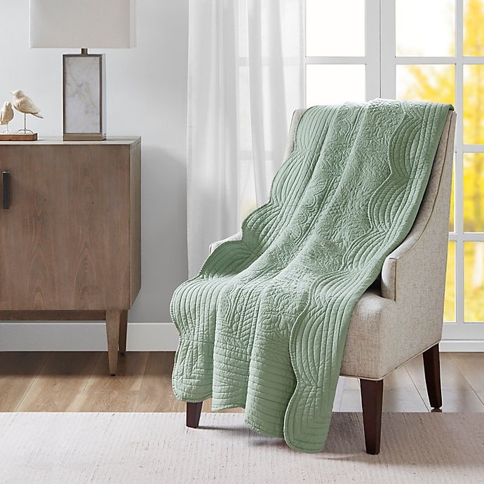 slide 3 of 5, Madison Park Tuscany Quilted Throw Blanket - Seafoam, 1 ct