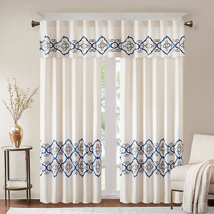 slide 4 of 5, Bombay Akemi Rod Pocket/Back Tabs Room Darkening Window Valance - Blue, 1 ct