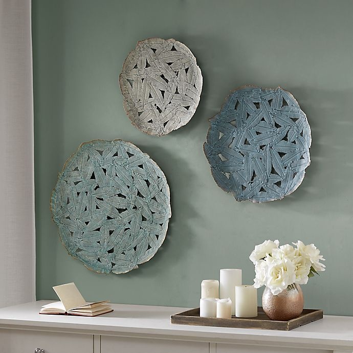 slide 2 of 9, Madison Park Rossi Painted Iron Wall Art - Blue Set of 3, 1 ct