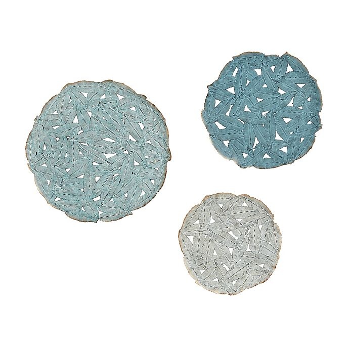 slide 1 of 9, Madison Park Rossi Painted Iron Wall Art - Blue Set of 3, 1 ct