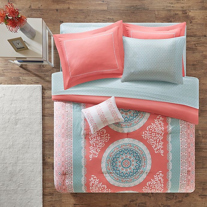 slide 3 of 5, Intelligent Design Loretta Twin Comforter Set - Coral, 7 ct