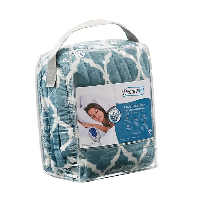 slide 5 of 5, Beautyrest Ogee Heated Oversized Throw Blanket - Teal, 1 ct