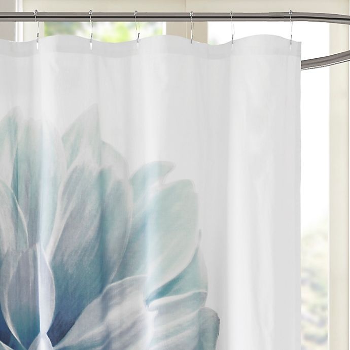 slide 2 of 3, Madison Park Norah Cotton Percale Shower Curtain - Aqua, 1 ct