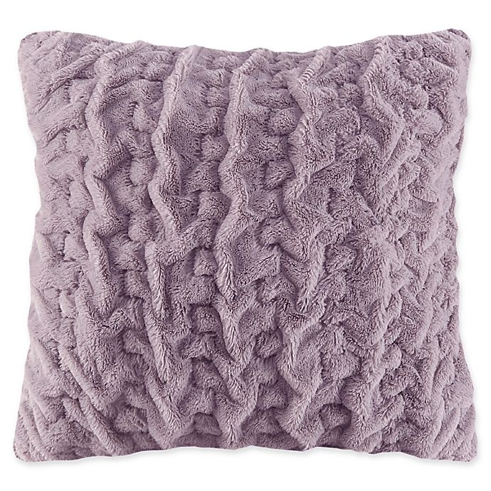 slide 1 of 2, Madison Park Ruched Faux Fur Square Throw Pillow - Lavender, 1 ct