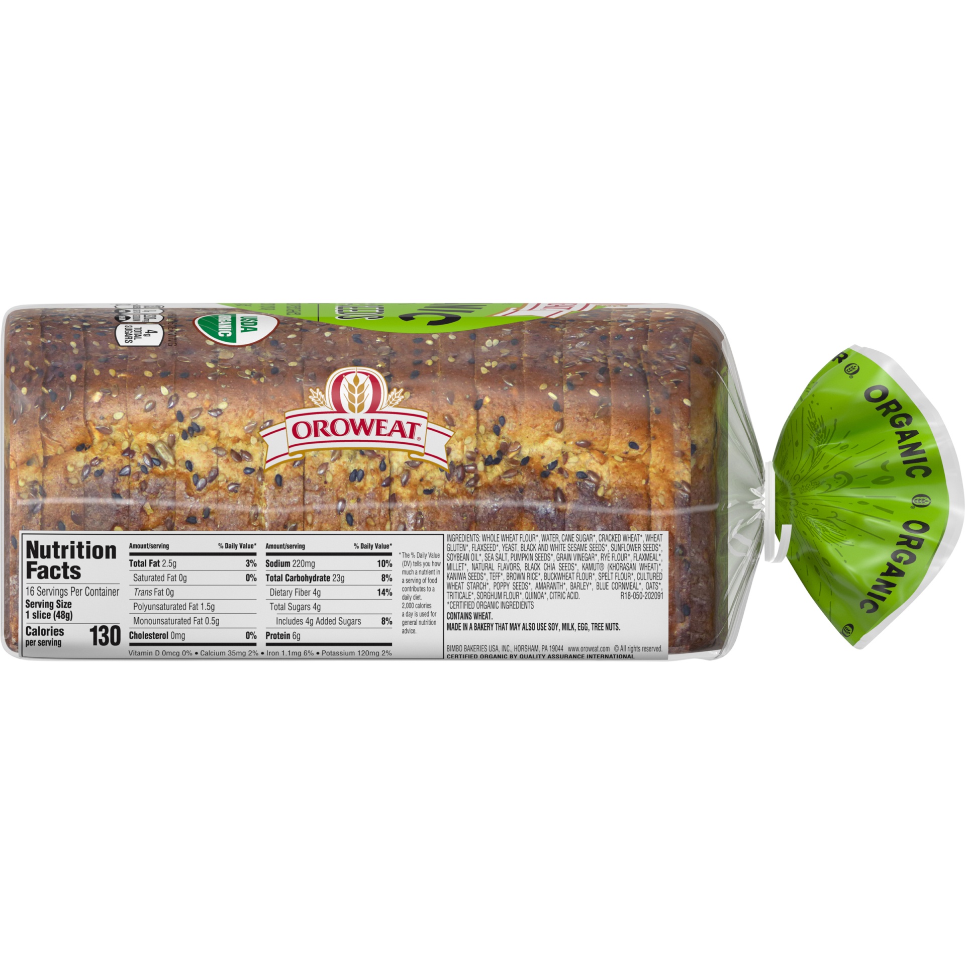 slide 2 of 8, Oroweat Organic 22 Grains & Seeds Bread, 27 oz,