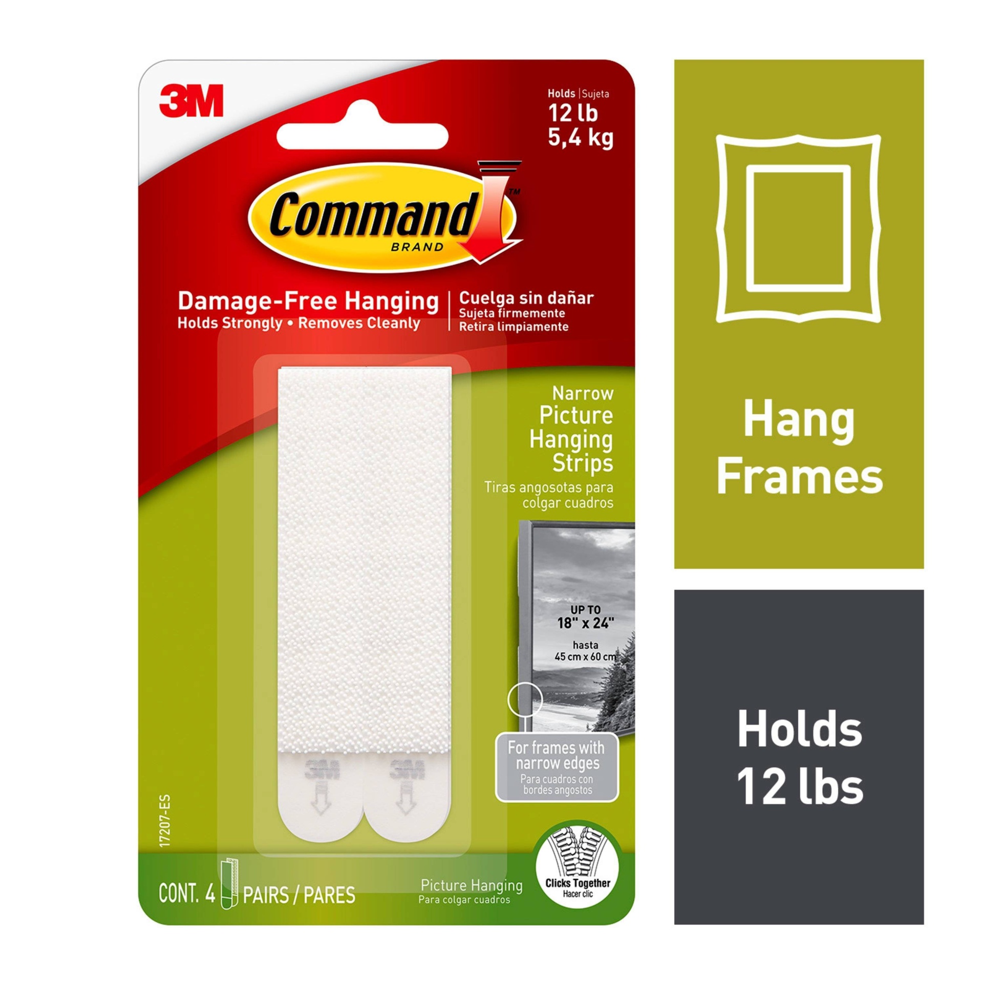slide 1 of 1, 3M Command Picture And Frame Damage-Free Strips - Narrow, 4 ct