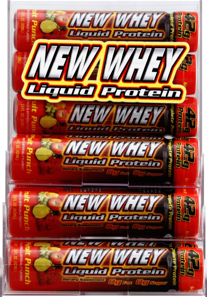 slide 2 of 2, New Whey Fruit Punch Liquid Protein, 3.8 fl oz