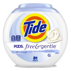 Tide PODS Free & Gentle laundry detergent, 81 ct, Trusted, gentle laundry detergent pods, 100% free of irritating residues: no added dyes and perfumes