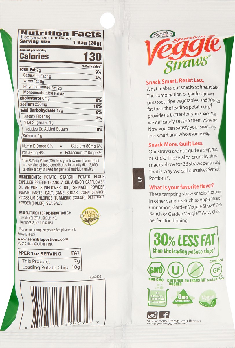 slide 9 of 12, Sensible Portions Garden Veggie Straws Sea Salt Vegetable & Potato Snack 1 oz. Bag, 1 ct