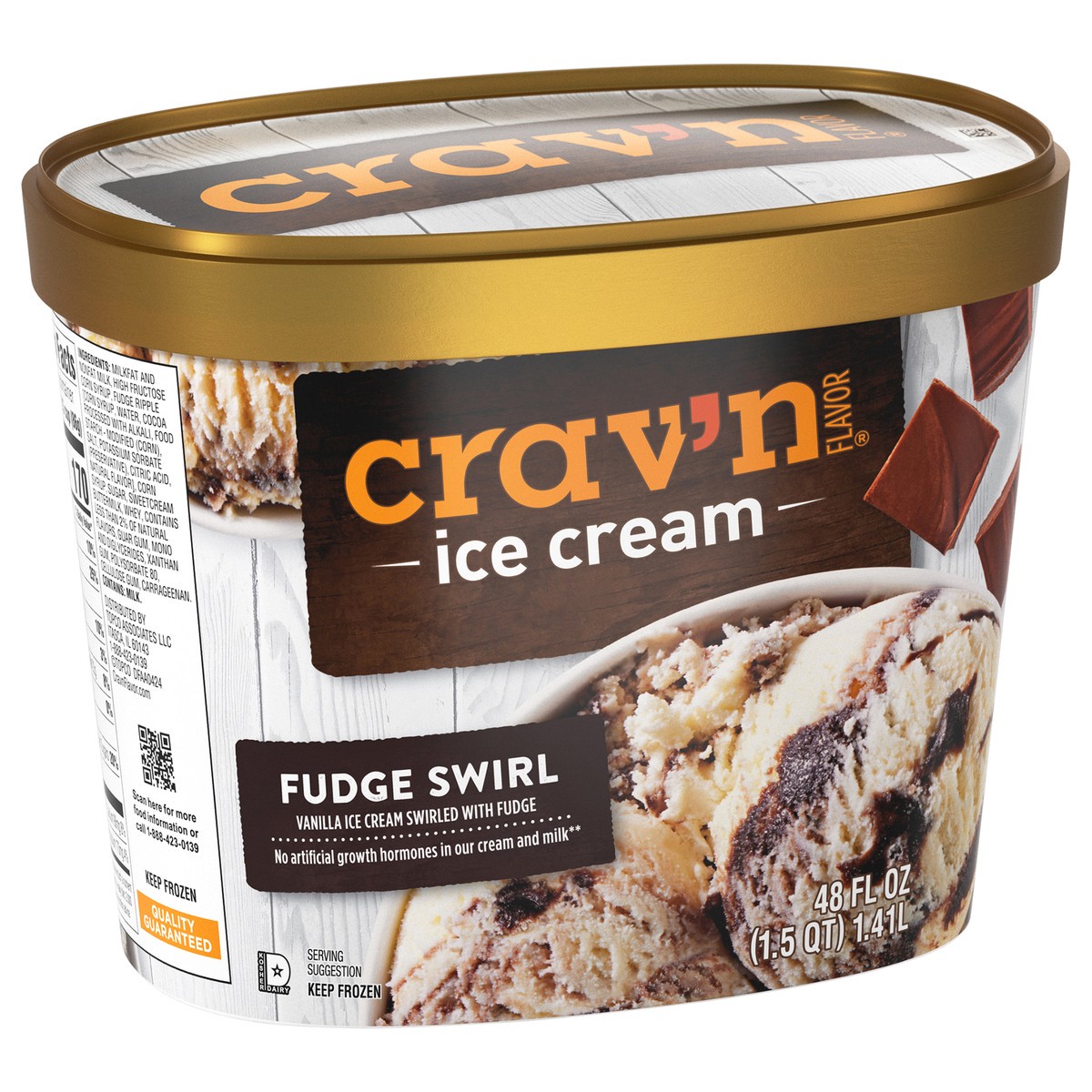slide 4 of 4, Crav'n Crav'n Ice Cream - Fudge Swirl, 48 fl oz