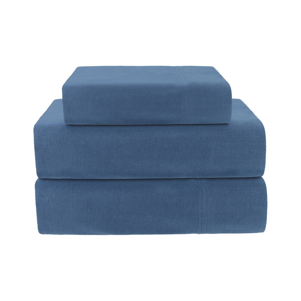 slide 2 of 2, Everyday Living Jersey Sheet Set - Coronet Blue, Twin Size