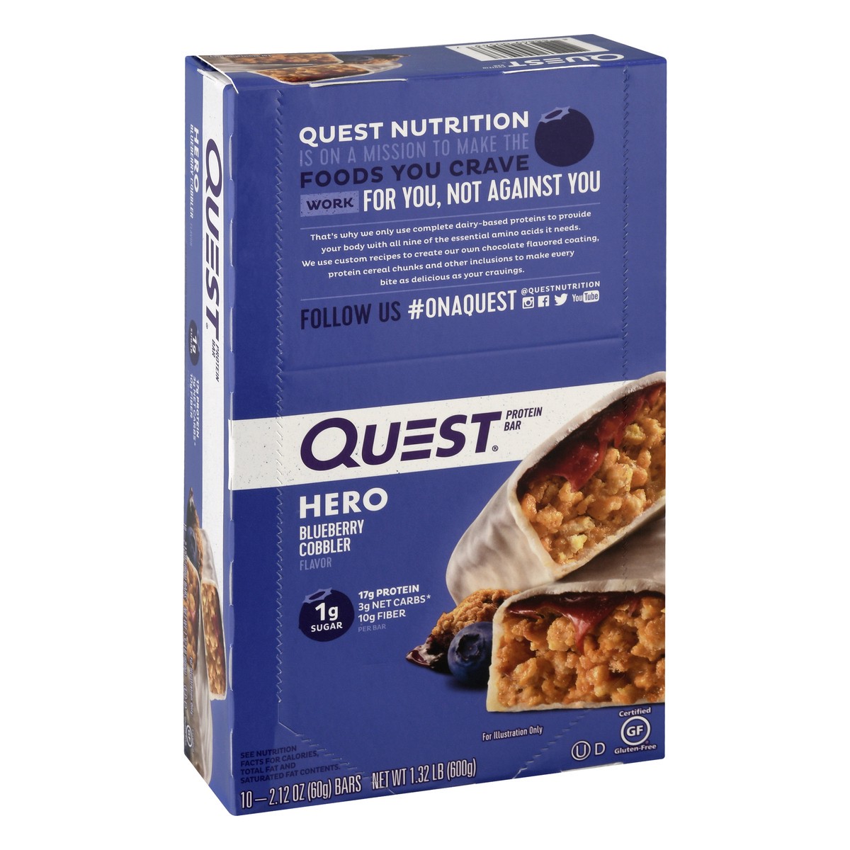 slide 2 of 9, Quest Hero Blueberry Cobbler Flavor Protein Bar 10 ea, 10 ct