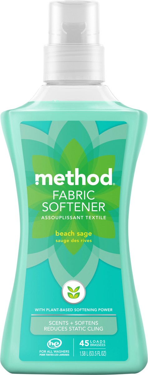 slide 5 of 6, method Fabric Softener, Beach Sage, 53.5 Ounces, 45 Loads, 53.50 fl oz