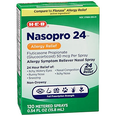 slide 1 of 1, H-E-B Nasopro 24 Allergy Relief Nasal Spray, 0.54 oz