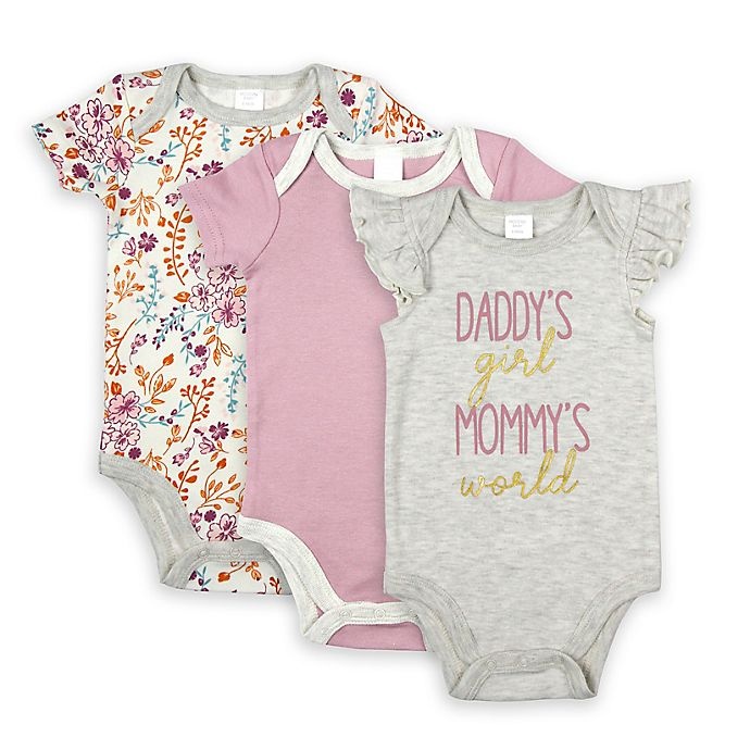 slide 1 of 1, Modern Baby Newborn Daddy's Girl Mommy's World Bodysuits - Mauve, 3 ct