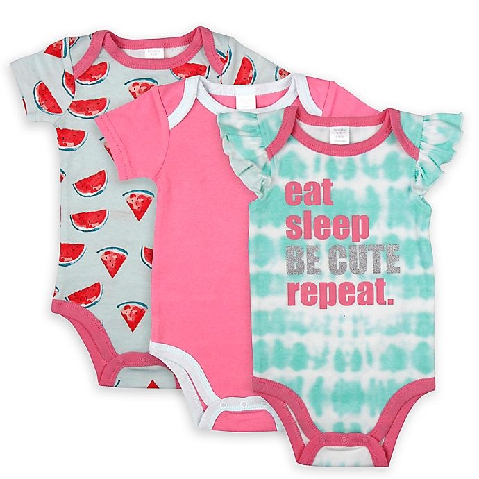 slide 1 of 1, Modern Baby Newborn Watermelon Bodysuits, 3 ct