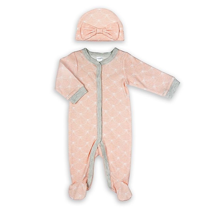 slide 1 of 1, Modern Baby Newborn Hat and Footed Coverall Set - Shell, 2 ct