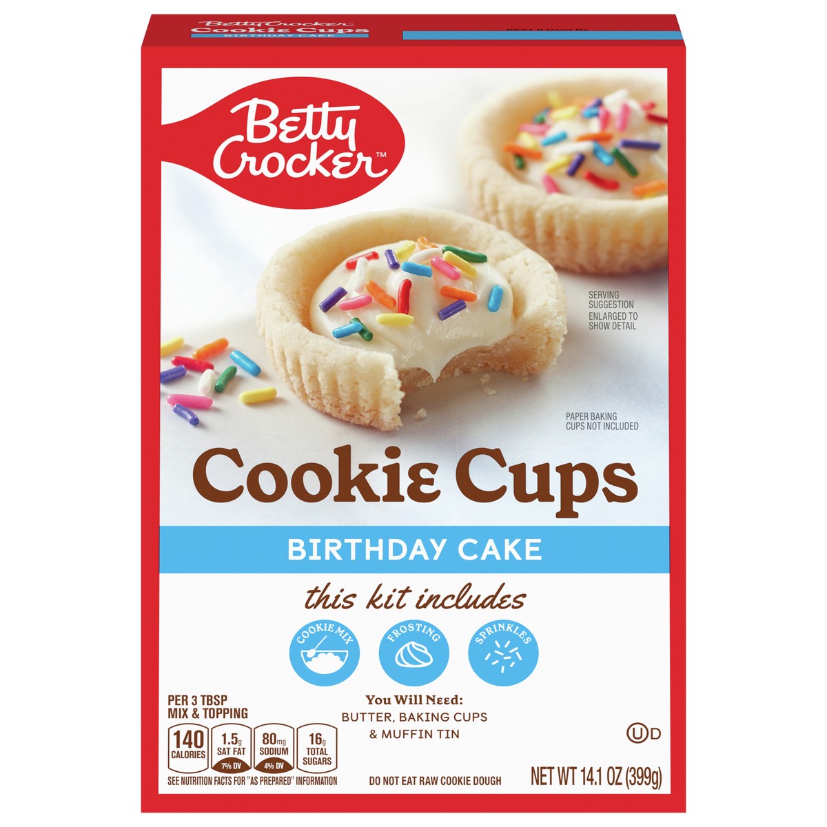 slide 1 of 14, Betty Crocker Ready to Bake Birthday Cake Cookie Cups, 14.1 oz, 14 oz