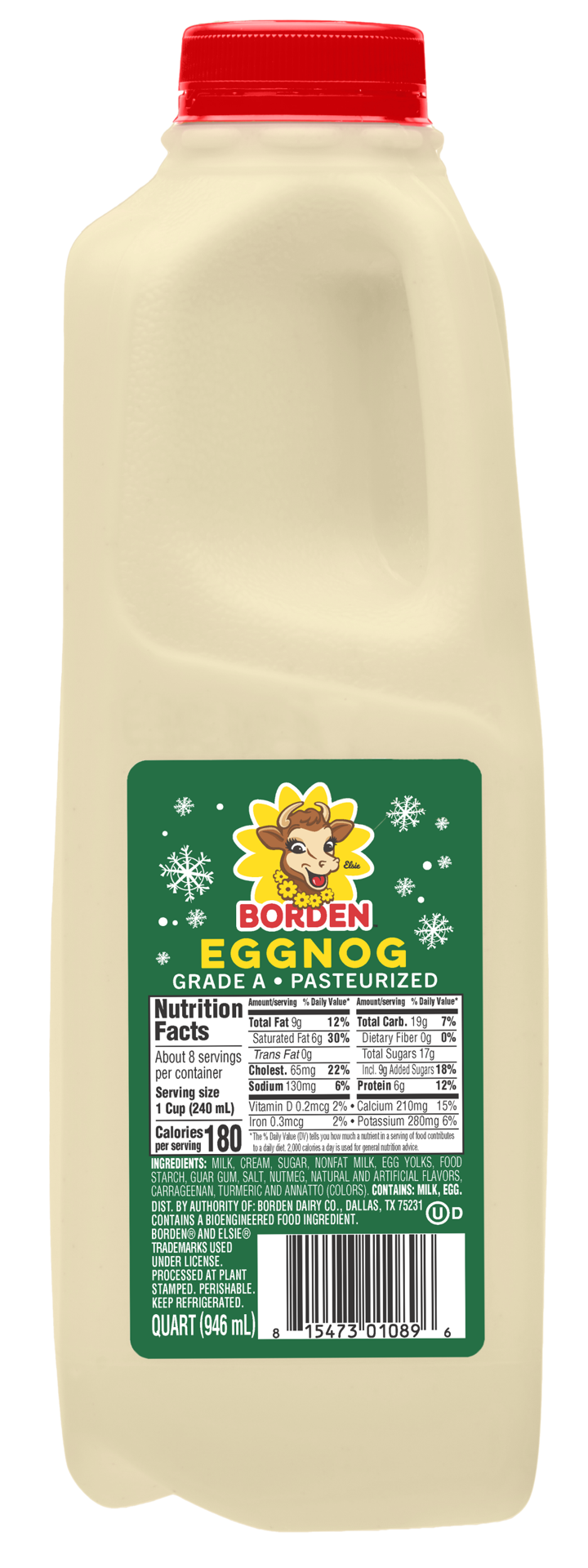 slide 1 of 1, Borden Egg Nog, 32 oz