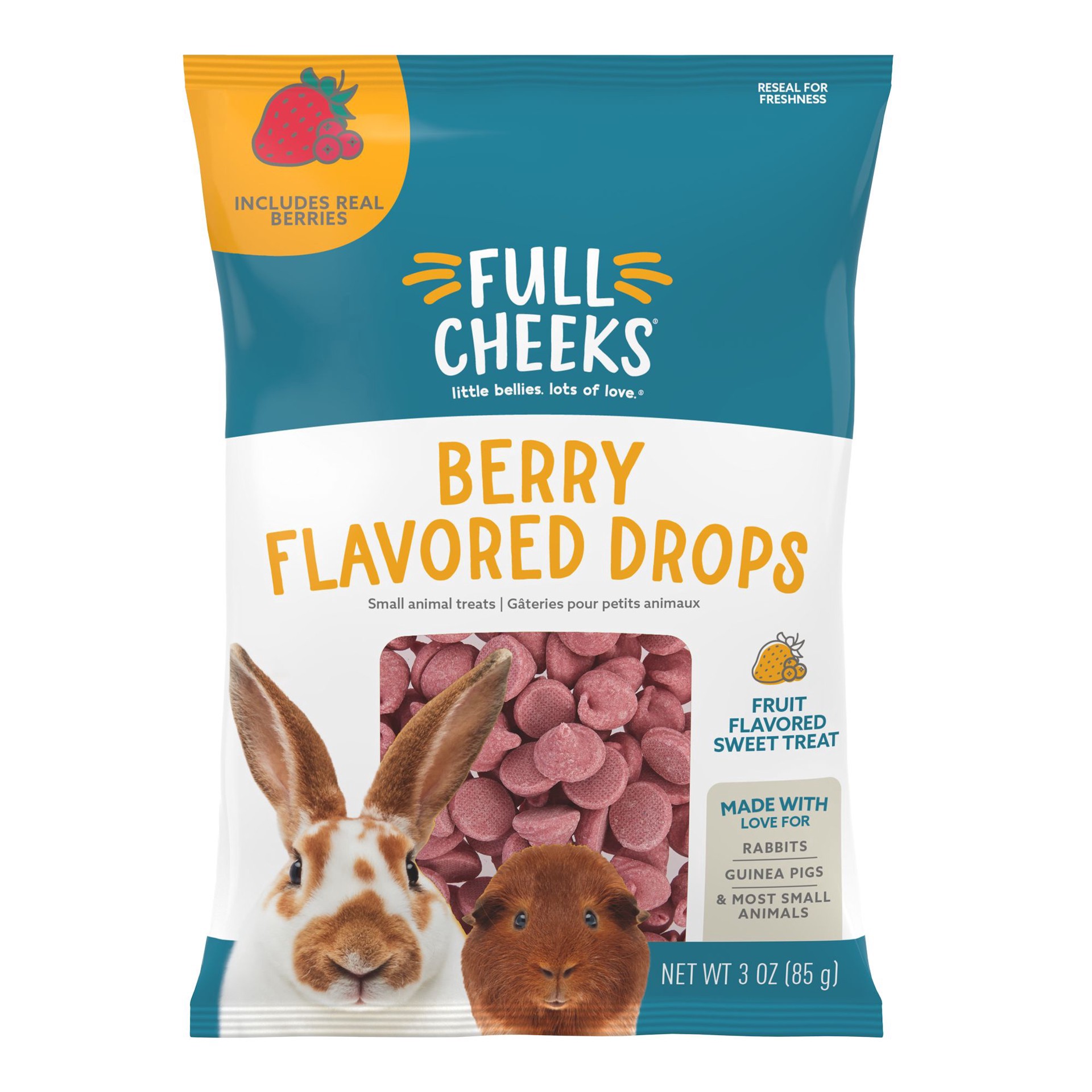 slide 1 of 1, Full Cheeks™ Berry Flavored Drops, Treat For Small Animals, 3 oz