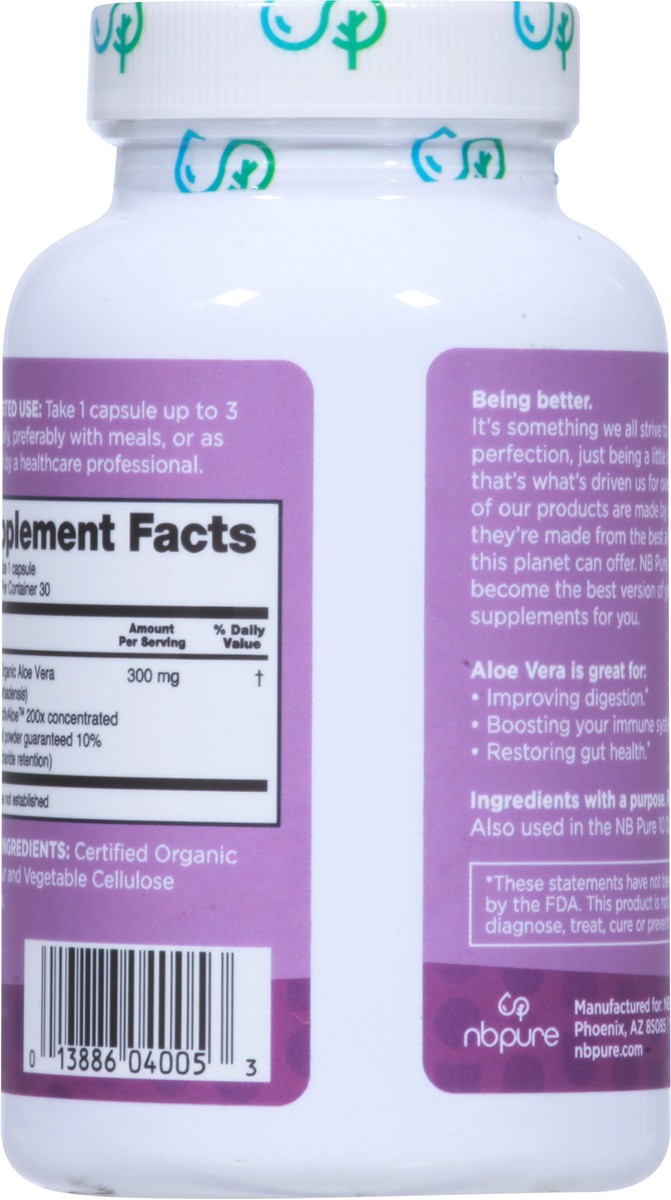 slide 8 of 9, NBPure Care Organic Aloe Vera 30 Capsules, 30 ct