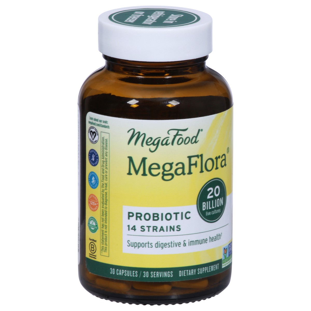 slide 2 of 9, MegaFood MegaFlora Probiotic 30 Capsules, 30 ct