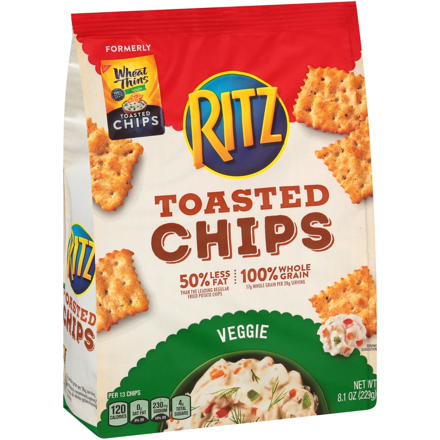 slide 3 of 8, Ritz Veggie Toasted Chips, 8.1 oz