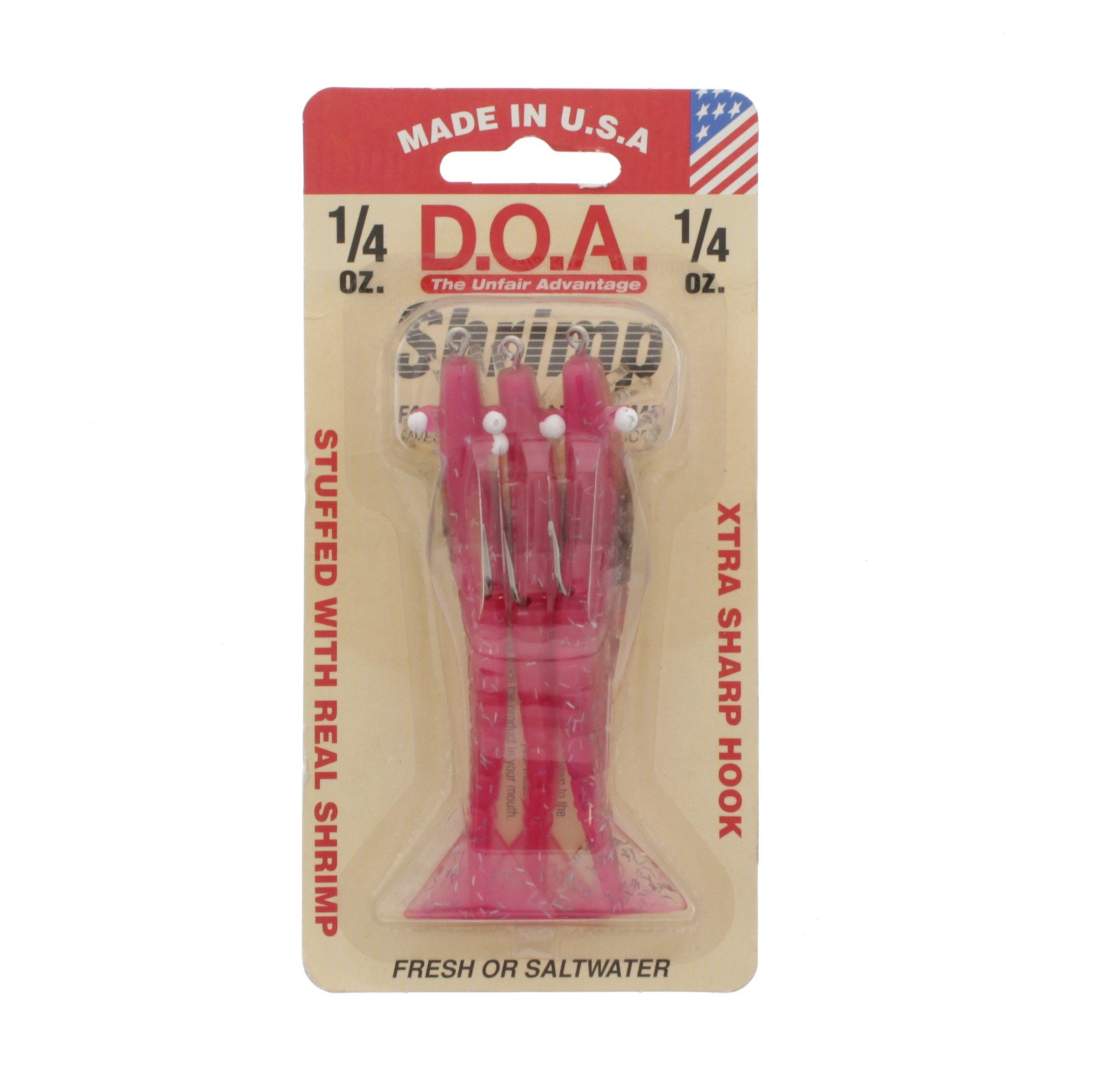 slide 1 of 1, D.O.A. Pink Shrimp Lures, 3 ct