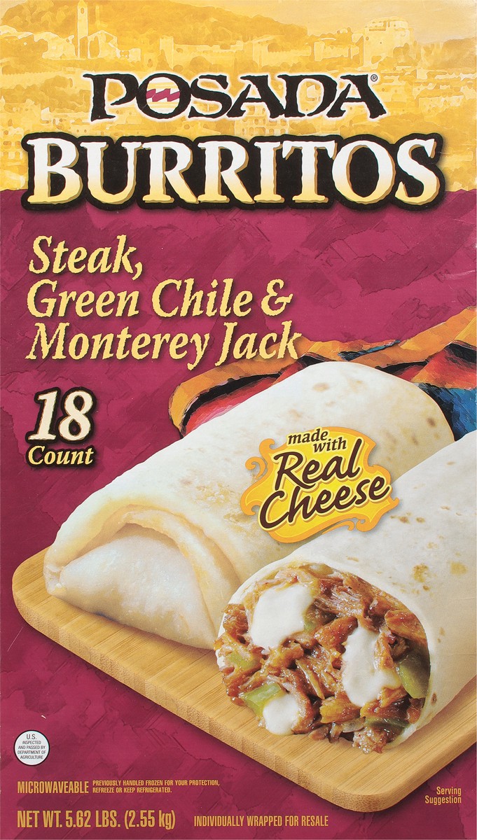 slide 11 of 11, Posada Green Chile & Monterey Jack Burritos 18 ea, 18 ct