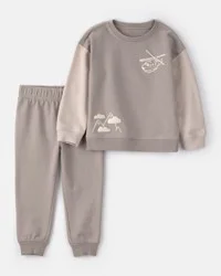 Carters Toddler Boy Helicopter French Terry Sweatshirt & Pant Set - Grey Grey 5T