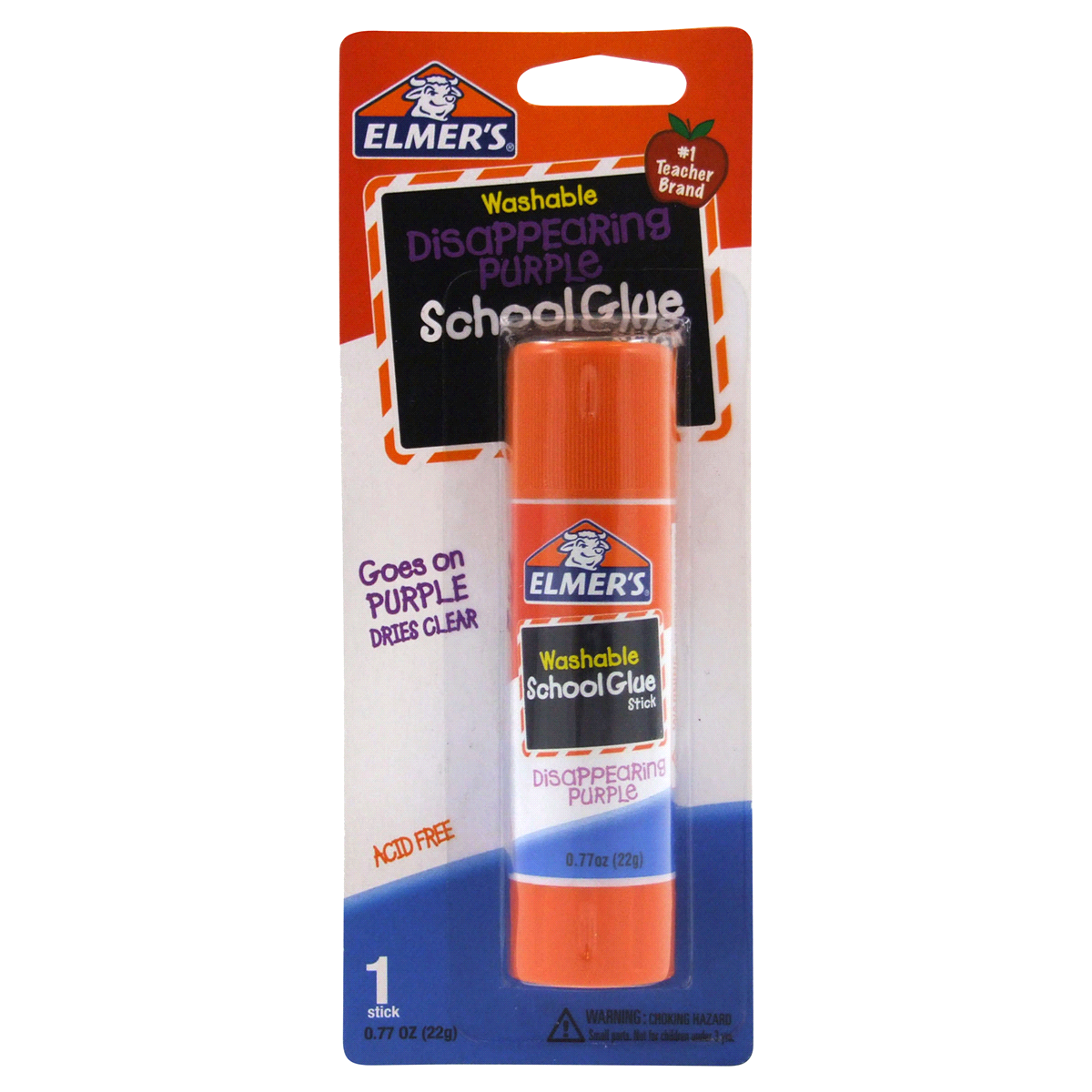 slide 1 of 1, Elmer's Washable Disappearing Purple School Glue Stick 1 ea, 0.77 oz