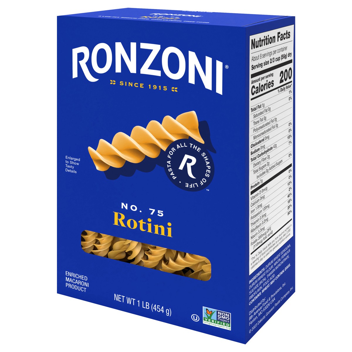 slide 3 of 9, Ronzoni Rotini, 16 oz, Non-GMO Spiral Corkscrew Pasta, 1 lb