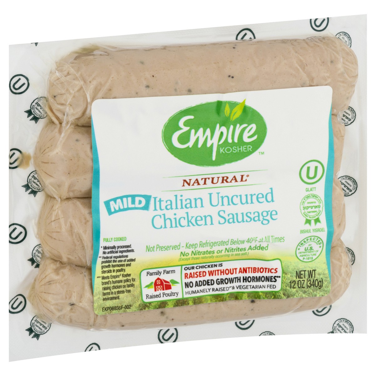 slide 2 of 9, Empire Kosher Natural Mild Italian Uncured Chicken Sausage 12 oz, 12 oz