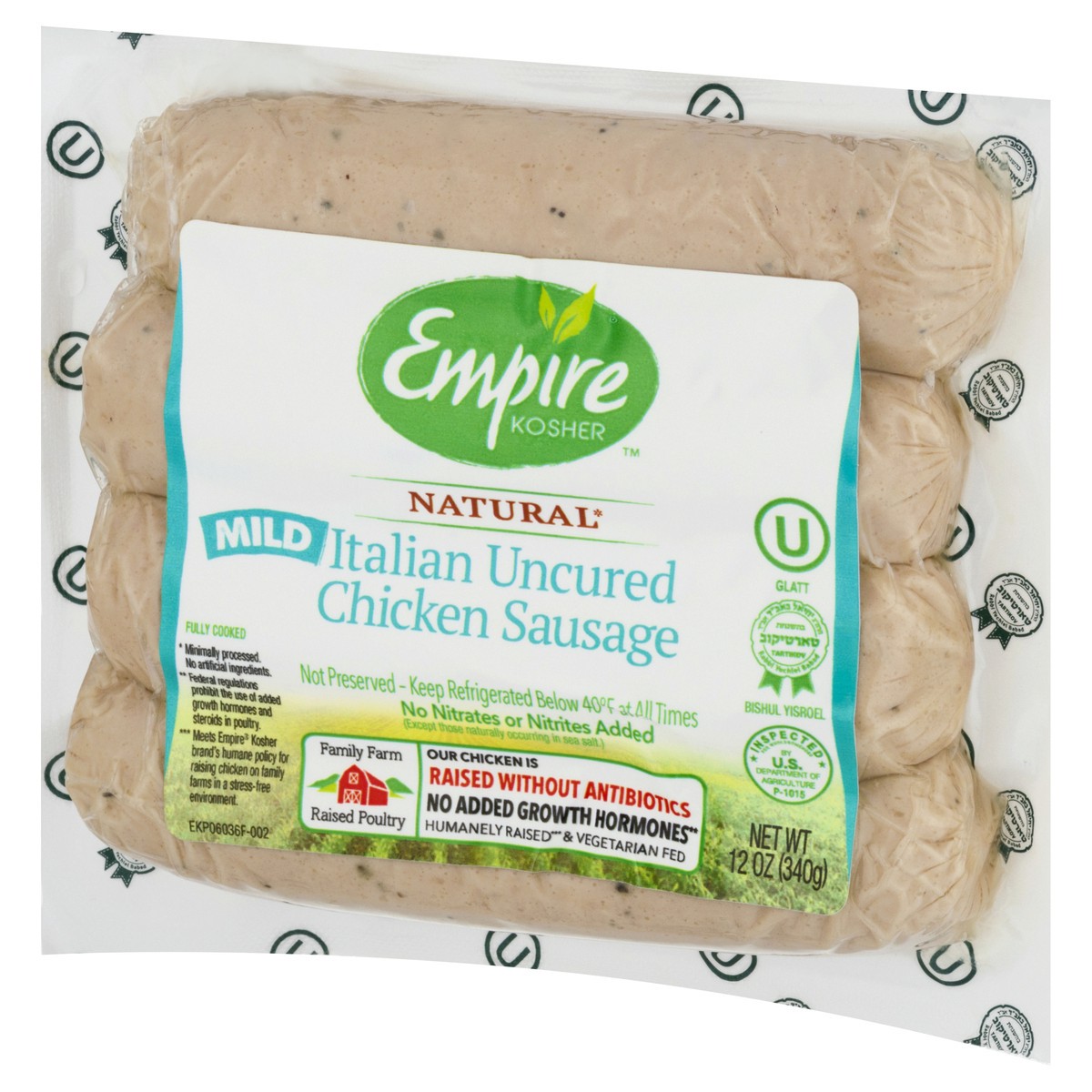 slide 3 of 9, Empire Kosher Natural Mild Italian Uncured Chicken Sausage 12 oz, 12 oz