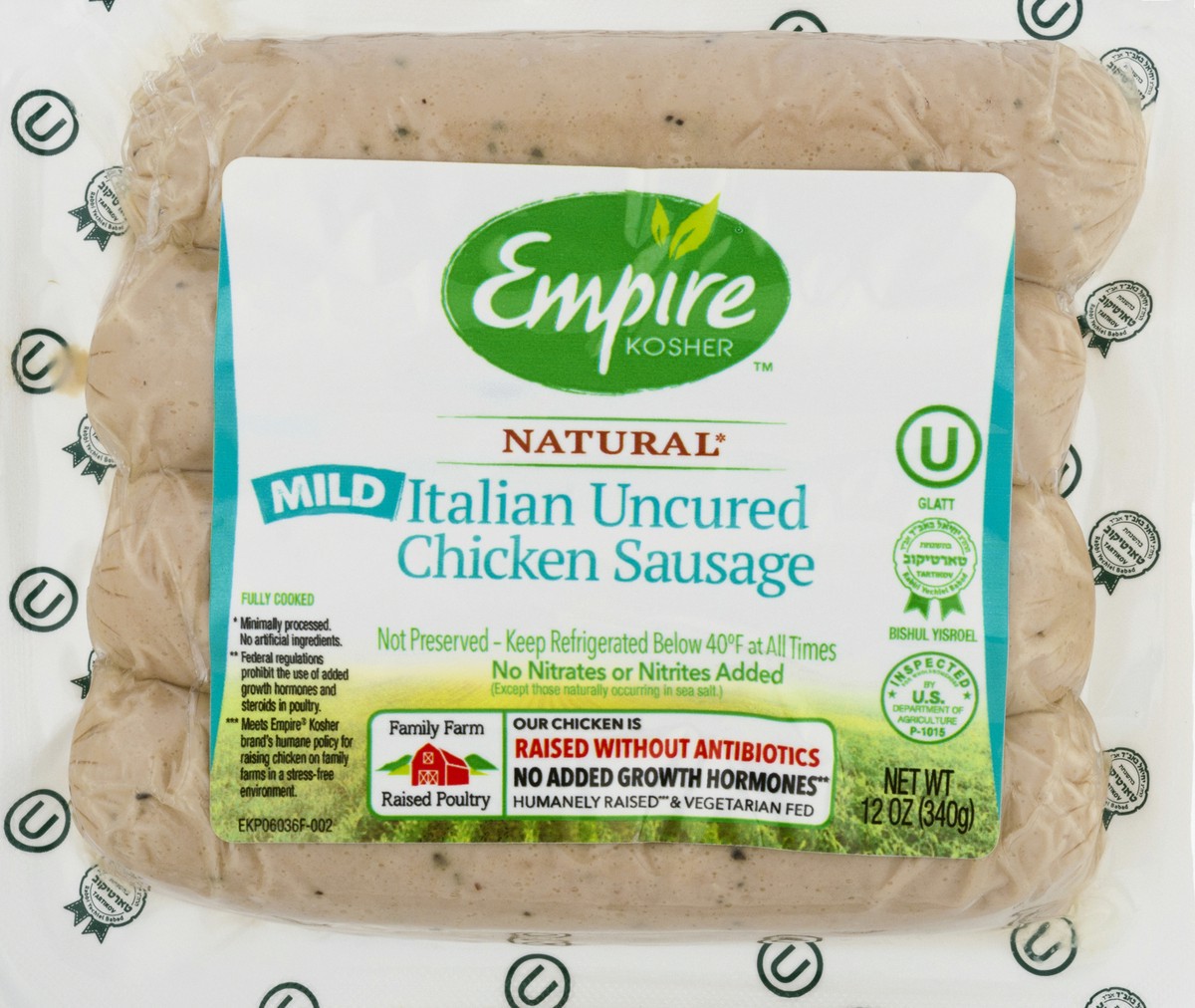 slide 6 of 9, Empire Kosher Natural Mild Italian Uncured Chicken Sausage 12 oz, 12 oz