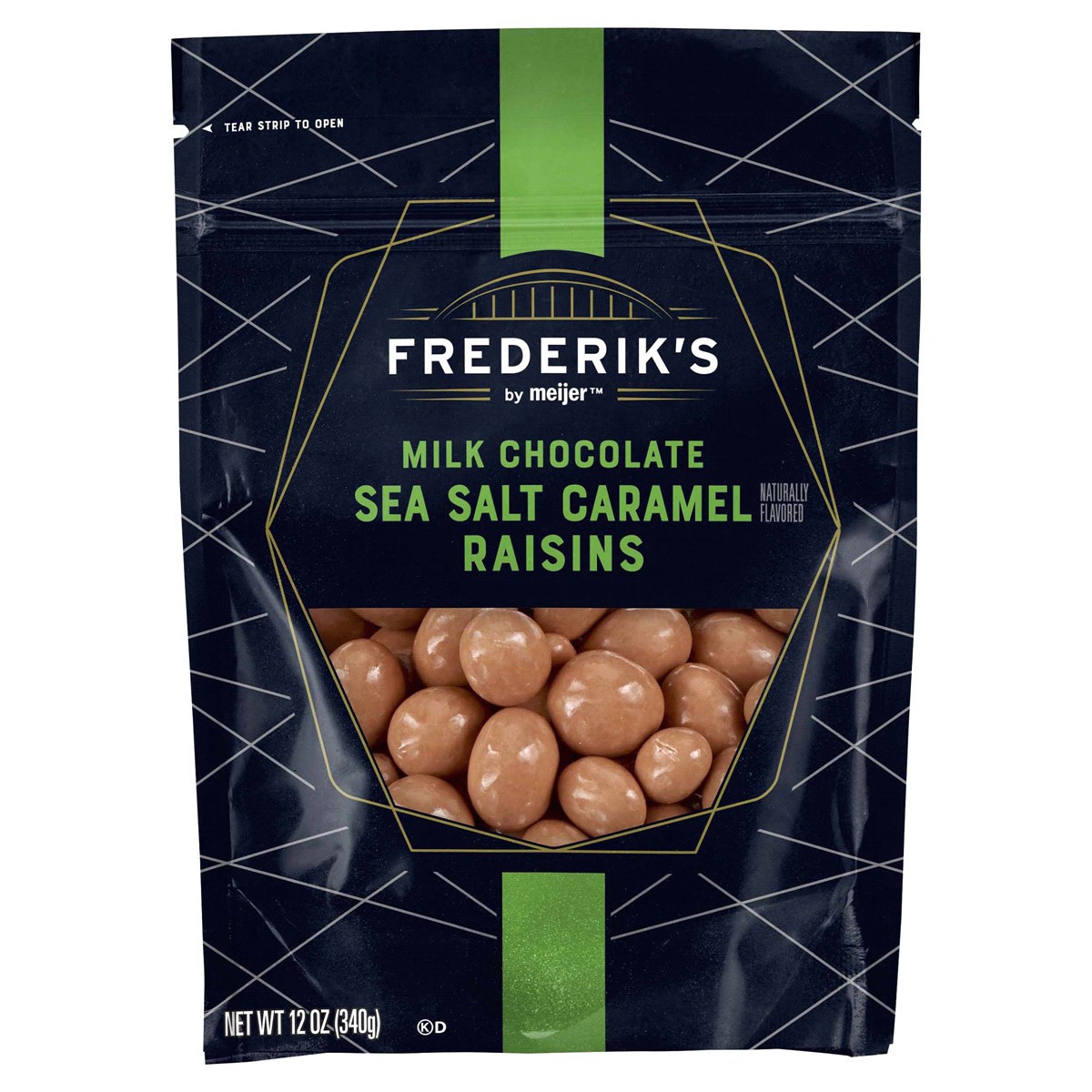 slide 1 of 8, FREDERIKS BY MEIJER Milk Chocolate Sea Salt Caramel Raisins, 12 oz, 12 oz