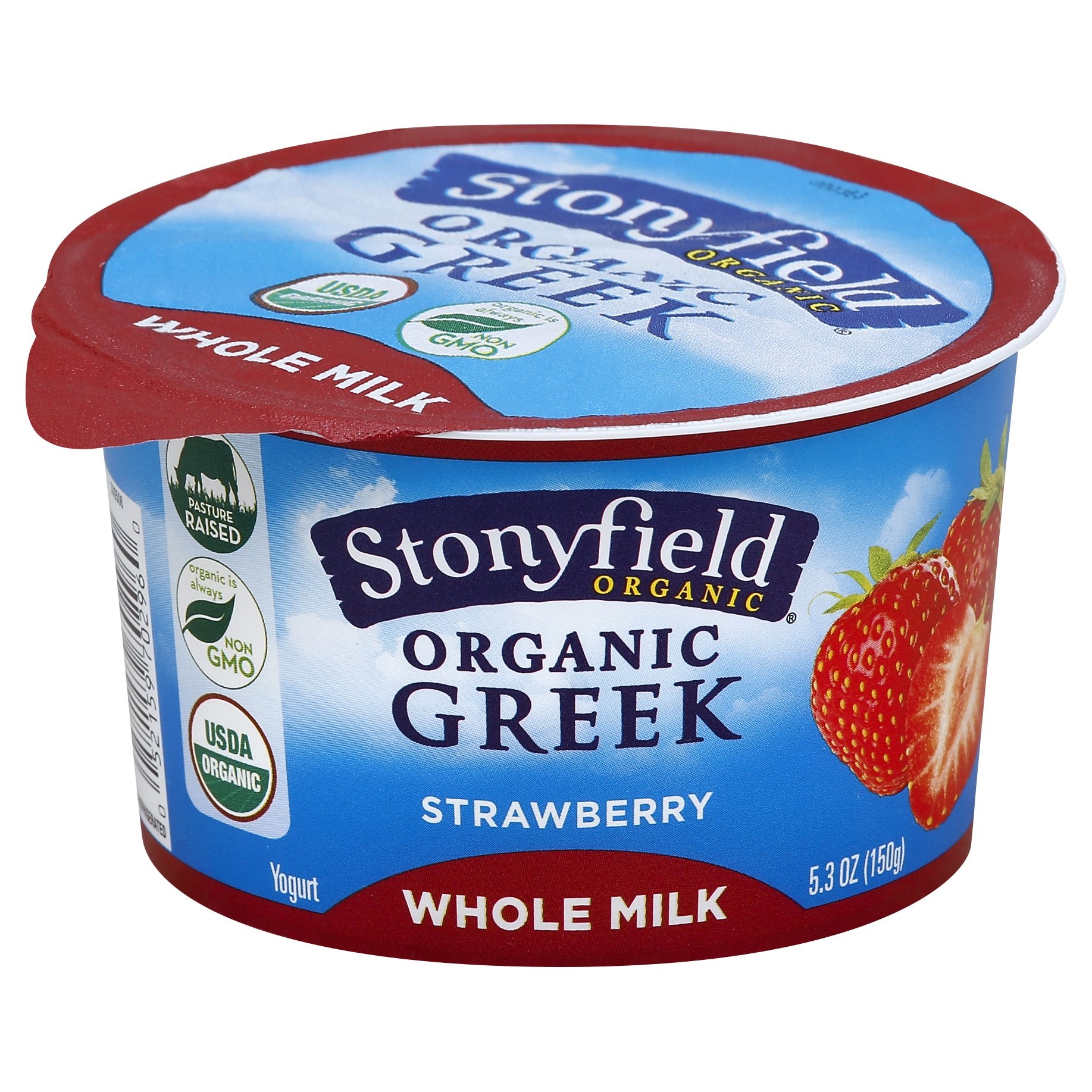 slide 1 of 1, Stonyfield Organic Greek Whole Milk Strawberry Yogurt, 5.3 oz