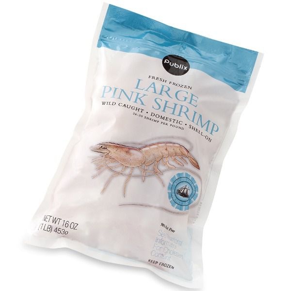 slide 1 of 1, Publix Fresh Frozen Large Pink Shrimp, 16 oz