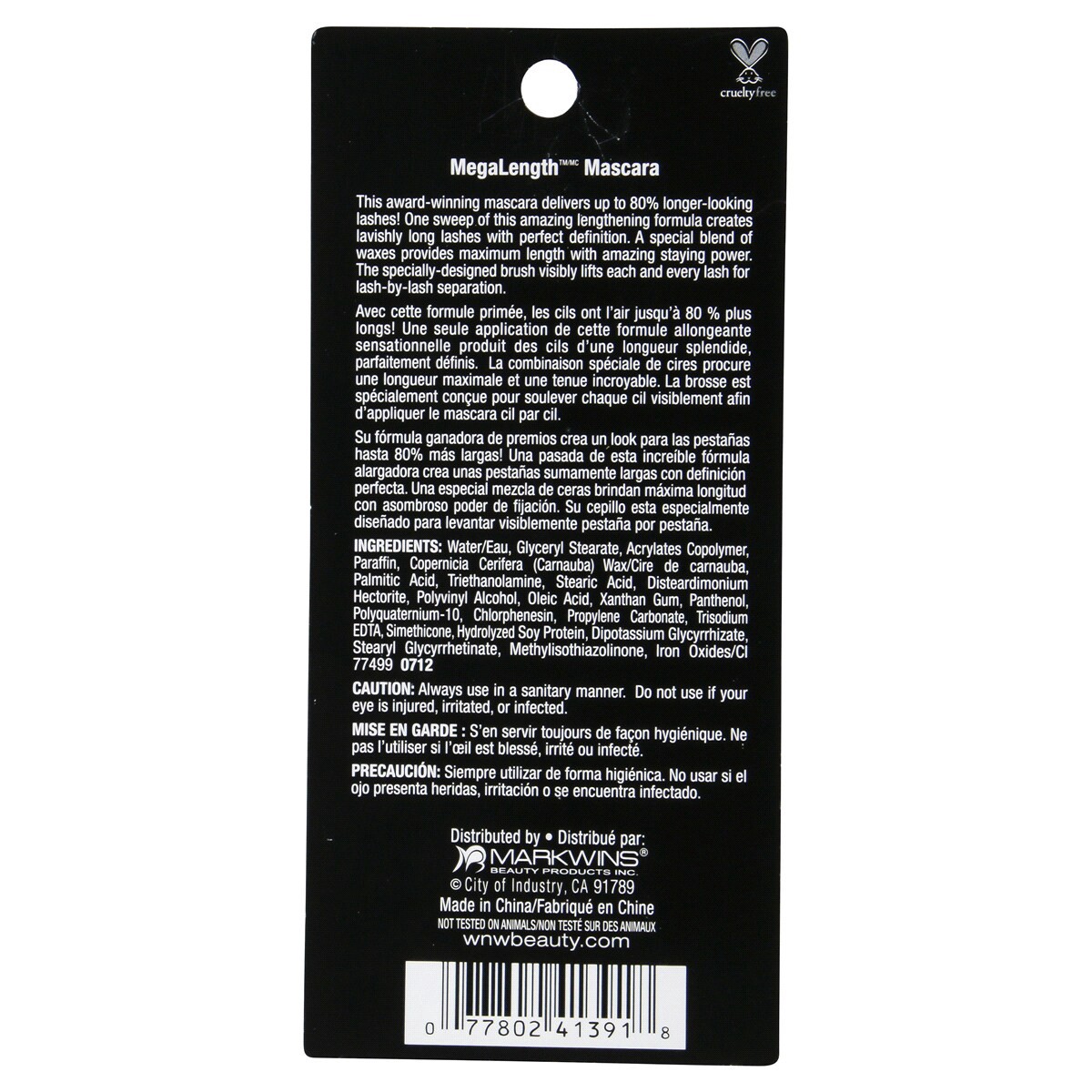 slide 4 of 4, wet n wild Mascara Mega Length Black, 23 fl oz