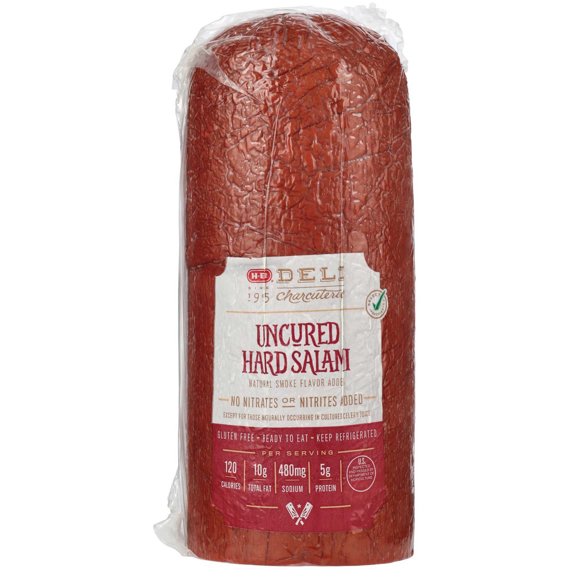 slide 1 of 1, H-E-B Deli Uncured Hard Salami, Sliced, per lb